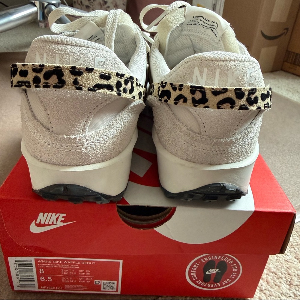 Nike Women's Waffle Debut Sneakers Leopard  - White and Black - Picture 4 of 6